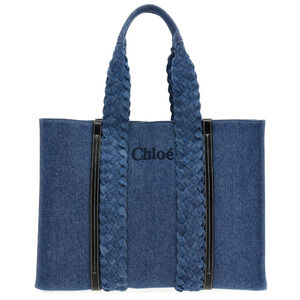 $2K BRAND NEW CHLOE LARGE WOODY DENIM SUMMER TOTE BAG NWT AUTHENTIC